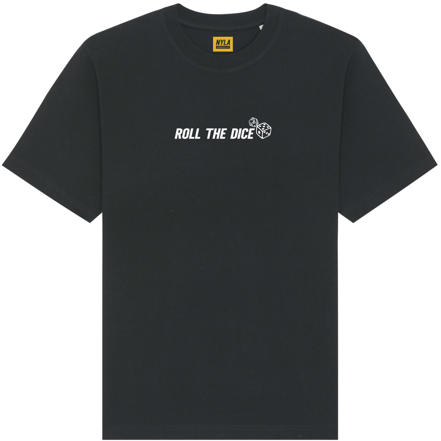 Roll The Dice White on Black T-Shirt