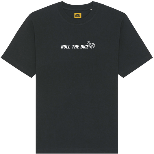 Roll The Dice White on Black T-Shirt